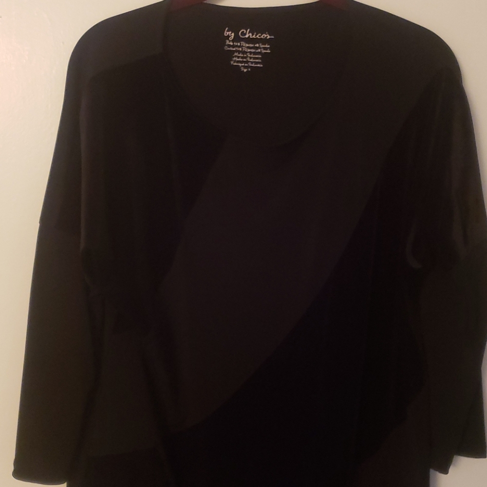 Chicos black polyester and velvet tunic top